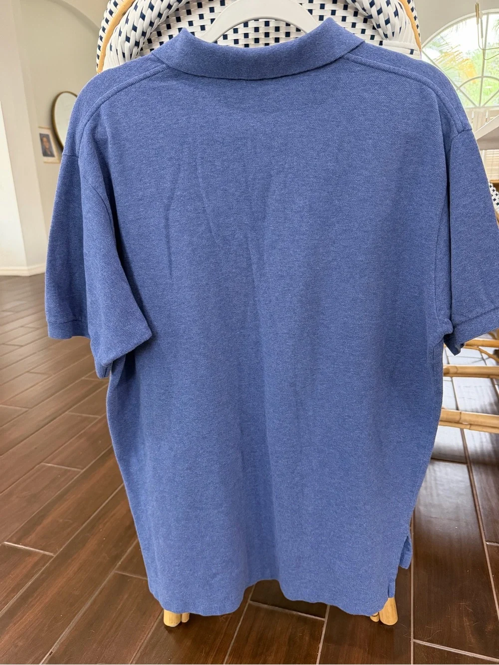 Ralph Lauren Men’s Heathered Blue Polo with burgundy Pony